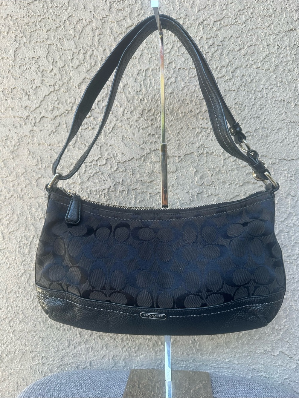 COACH Vintage Black Signature Jacquard Shoulder or crossbody Bag